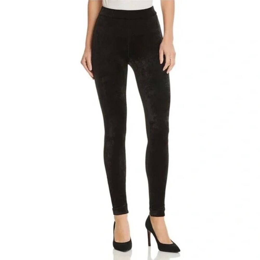 Theory Abdelle Black Velour Pull On Mid Rise Slim Skinny Leggings Whimsygoth
